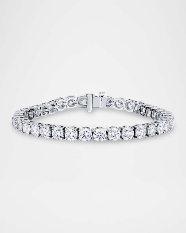 18K White Gold Round Diamond Tennis Bracelet, 7"L, 22.40tcw